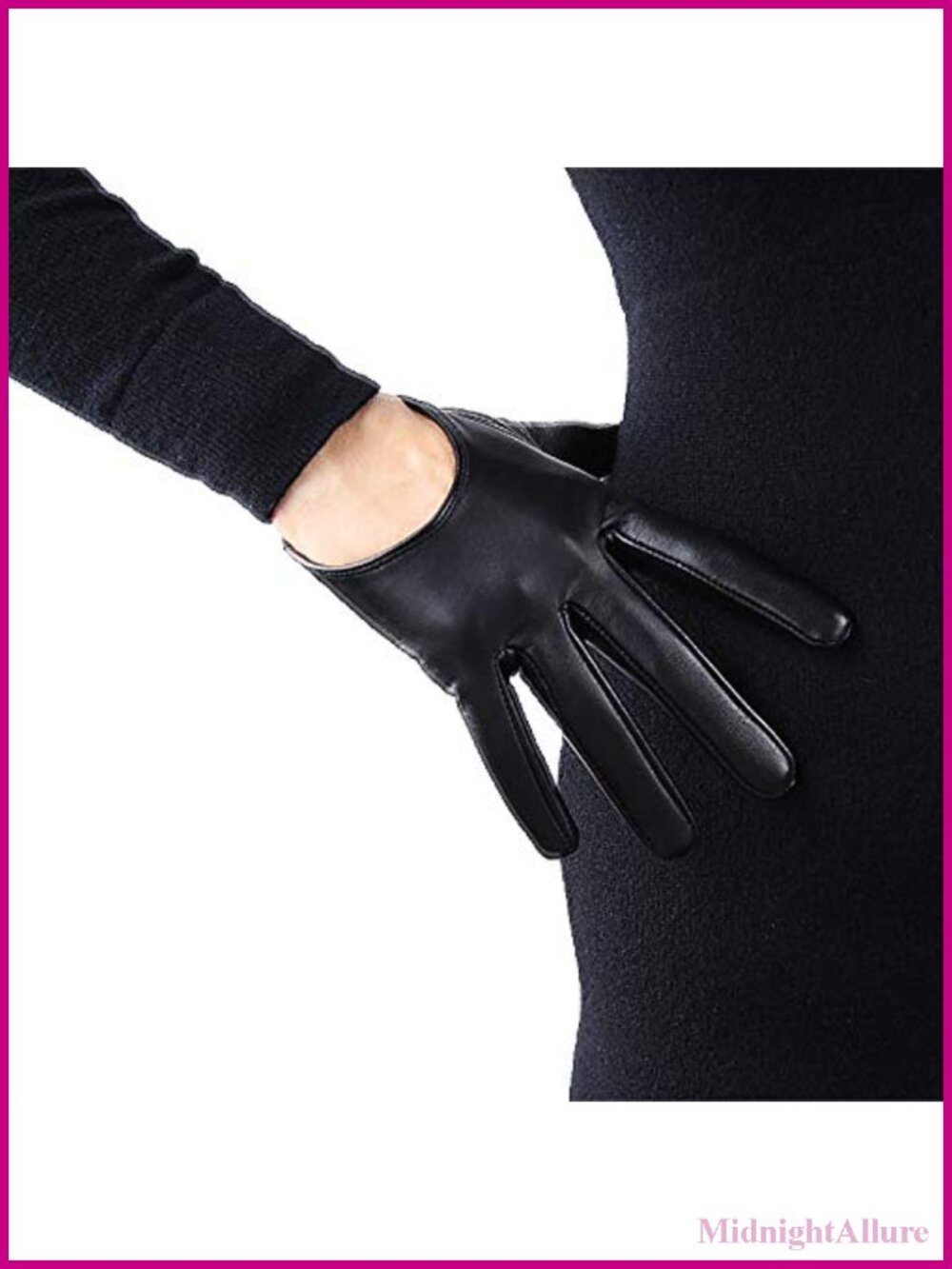 Genuine Lambskin Leather Touchscreen Gloves 5" Half Palm Women's Driving Party